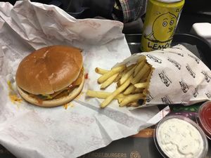 Spicy cheeseburger meal at Frost Burgers in Liverpool