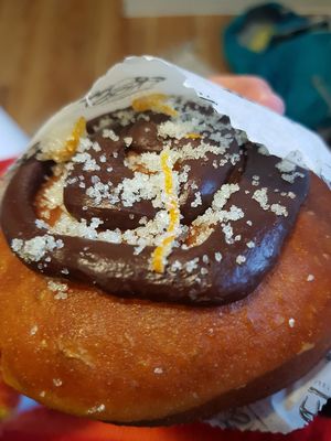 Orange chocolate filled donut at Frost Burgers in Liverpool