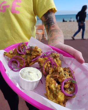 Summer special - Fennel Bhaji with Pickled Shallots & Vegan Chive Mayo at Goat Ledge in Hastings