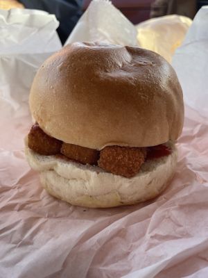 Vegan fish finger bap  at Goat Ledge in Hastings