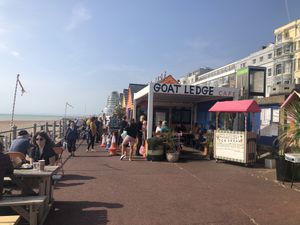 Goat ledge cafe on the beach front  at Goat Ledge in Hastings