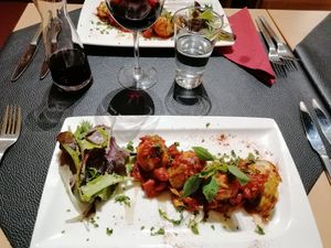 Artichokes with spicy tomato sauce at Au Goût du Jour in Eupen