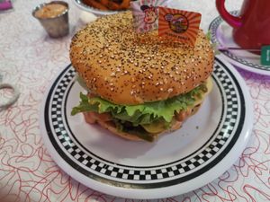 Mexican Burger all vegan at American Dream Diner in Geneva