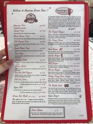 Menu at American Dream Diner in Geneva