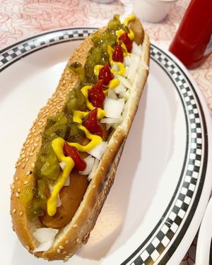 Vegan dog at American Dream Diner in Geneva