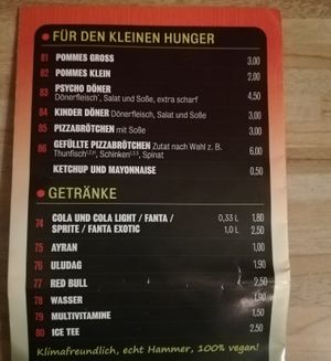 Snacks und Getränke at Paki Doner Pizza in Hamm