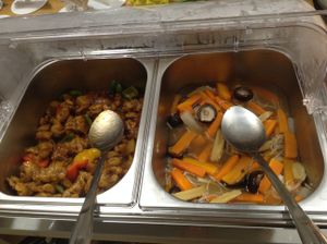 Sweet and sour fried walnuts, mushrooms, baby corn and carrots at Everyday in Hong Kong Island