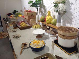 Dessert station next to salad station. Not all of the desserts are there so it looks a bit empty that time. at Everyday in Hong Kong Island