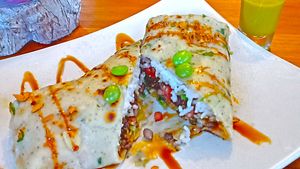 Wrap Star - we create a burrito from a pancake shell and call it a wrap. If you're looking for a vegan burrito that will fill the void you should give this vegan meal a try.  at Ayo Vegan - Peliatan in Ubud