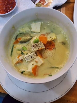 Coconut lemongrass soup at Ayo Vegan - Peliatan in Ubud