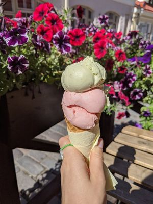 Watermelon and avocado-lime- mint ice-cream at Gelato Ladies in Tallinn