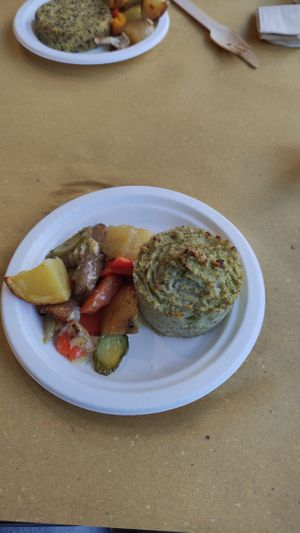 Vegetable cake and ratatouille  at Clorophylla Veg & Bio Shop in Pisa