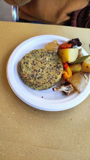 Quinoa burger and ratatouille  at Clorophylla Veg & Bio Shop in Pisa