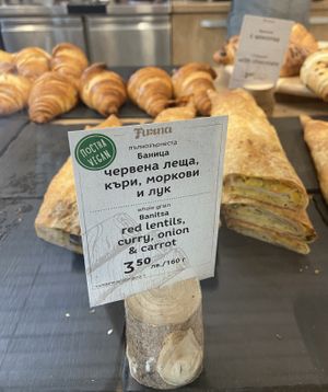 Vegan baniza with red lentil   at Furna in Sofia