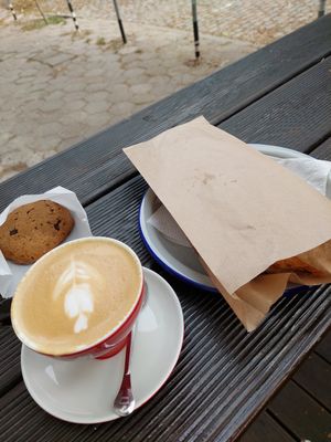 cappuccino with plant milk at Furna in Sofia