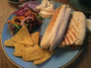 Houmous and vegetable panini at Sherlocks in Whitby