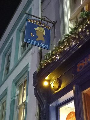 Sherlocks sign. at Sherlocks in Whitby