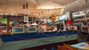 Pizza boat at Isola Smeraldo in Lignano Sabbiadoro