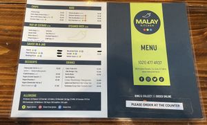 Menu 1/2  at Malay Kitchen in Kinsale