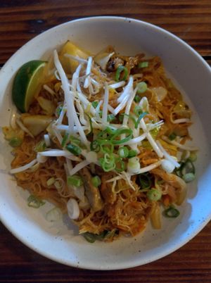 Vegan Singapore noodles with seitan at Malay Kitchen in Kinsale