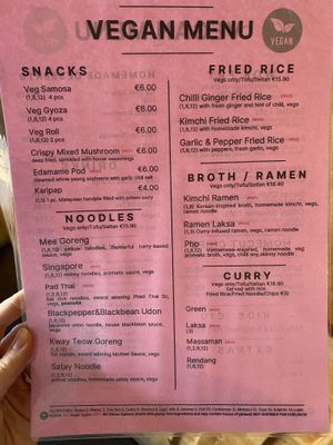 Vegan menu 2026  at Malay Kitchen in Kinsale