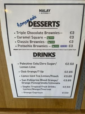 Vegan desserts are clearly marked   at Malay Kitchen in Kinsale