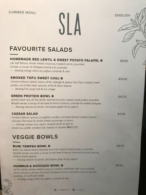 Menu (August 2018) at SLA - Haarlemmerdijk in Amsterdam