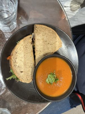 Hummus sandwich with soup of the day  at The Watermill Cafe in Aberfeldy