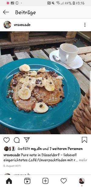 Banana chocolate Pancakes at Pure Note in Dusseldorf
