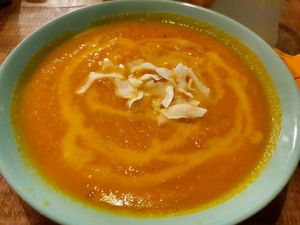 Carrot ginger soup at Pure Note in Dusseldorf