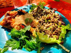 Vegetable quiche with lentil salad at Pure Note in Dusseldorf