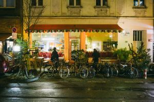 Outside view at night. Welcome!  at Pure Note in Dusseldorf