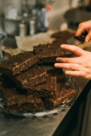 Vegan brownies on the base of kidney beans. Homemade, vegan and glutenfree.    at Pure Note in Dusseldorf
