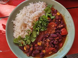 Chili sin carne at Pure Note in Dusseldorf