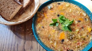 Quinoa minestrone with pesto at Pure Note in Dusseldorf