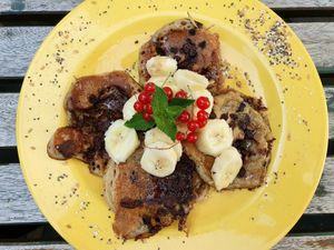 Pancakes banana chocolate at Pure Note in Dusseldorf