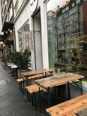 Outdoor seating in good weather  at Pure Note in Dusseldorf