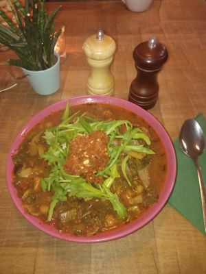 Minestrone with red pesto at Pure Note in Dusseldorf