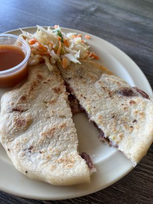 Vegan pupusa with refried beans at Mami Cheli's in Menlo Park