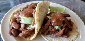 Vegan taco and vegan quesadilla at Mami Cheli's in Menlo Park