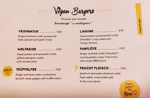 Vegan menu at Peter Pane - Leopoldstrasse in Munich