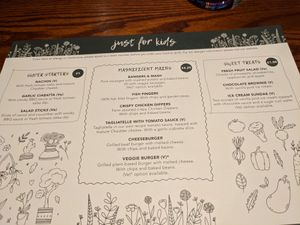 Children's menu at Merrie Garden in Sandown