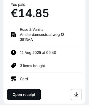 online bill  at Rose & Vanilla in Utrecht