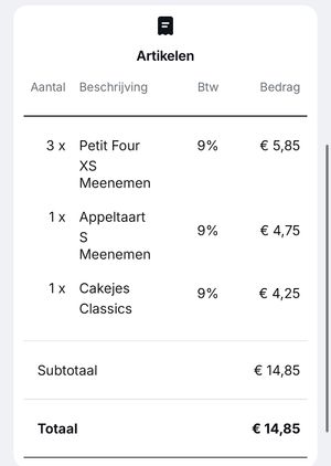 online bill  at Rose & Vanilla in Utrecht