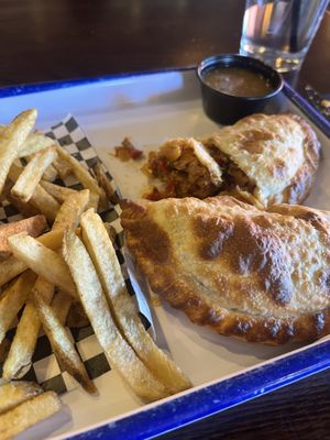 Vegan empanadas and rustic fries  at Dellepiane Sedona in Sedona
