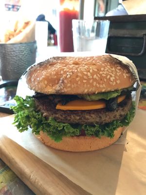 Impossible Burger with added portobello mushroom  at Dellepiane Sedona in Sedona