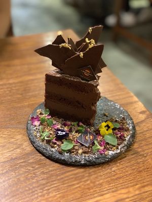 Vegan chocolate cake at Veggie Castle in Macau