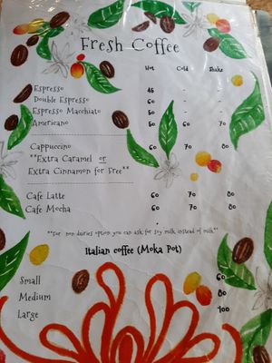 Menu at Fan's Homemade in Koh Phayam