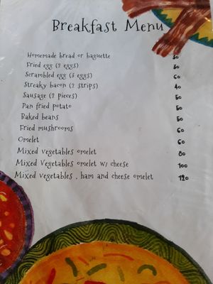 Menu at Fan's Homemade in Koh Phayam