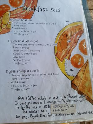 Menu at Fan's Homemade in Koh Phayam